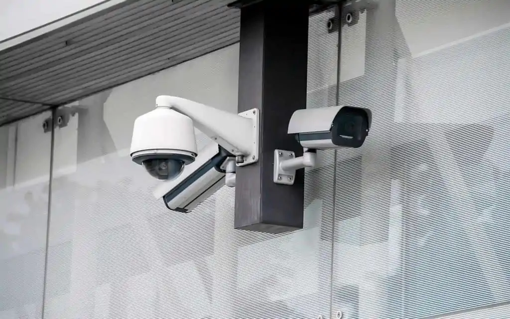 surveillance cameras on a pole